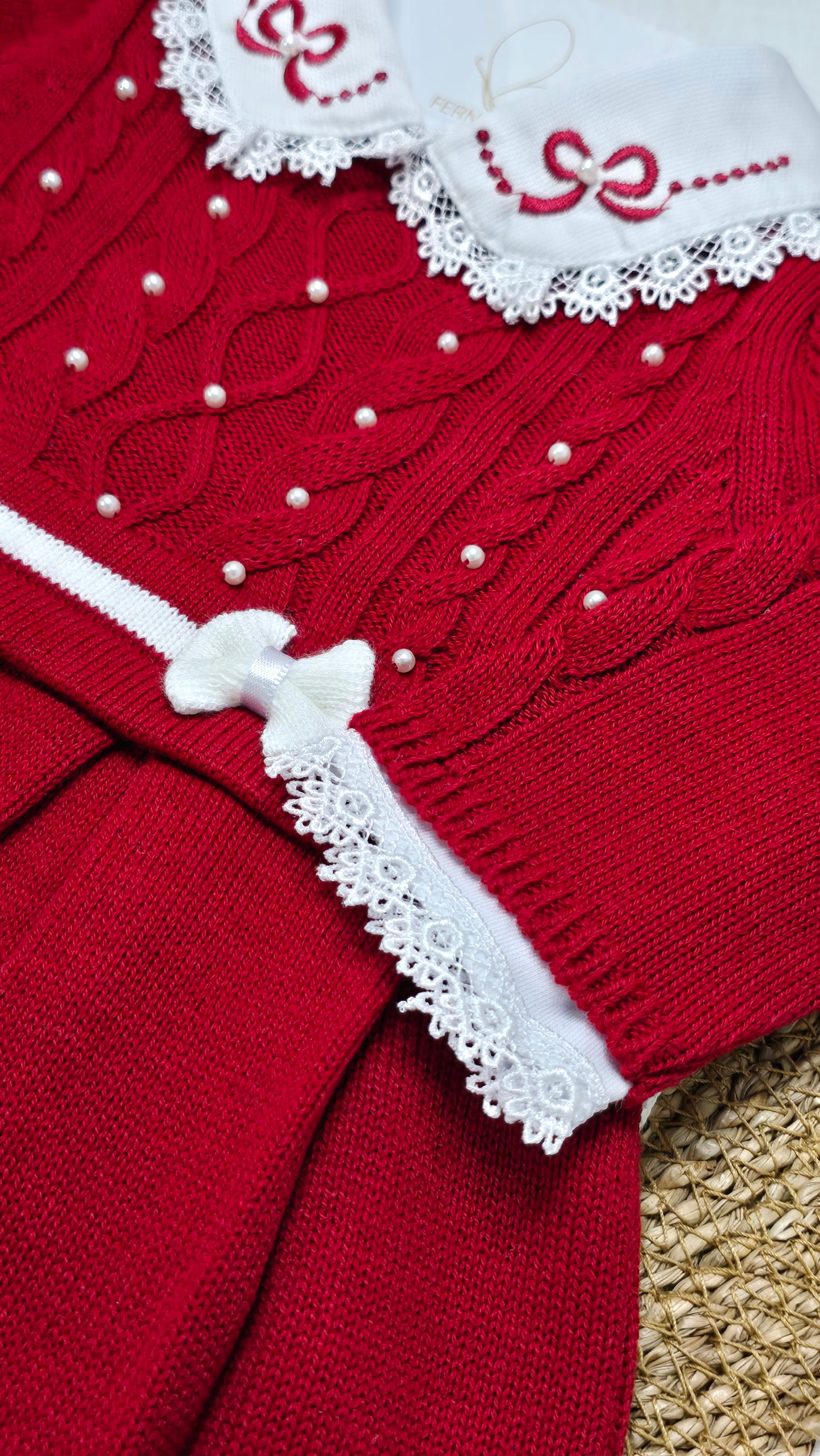 Conjunto Florida Vermelho/Branco - de 1 a 3 meses.