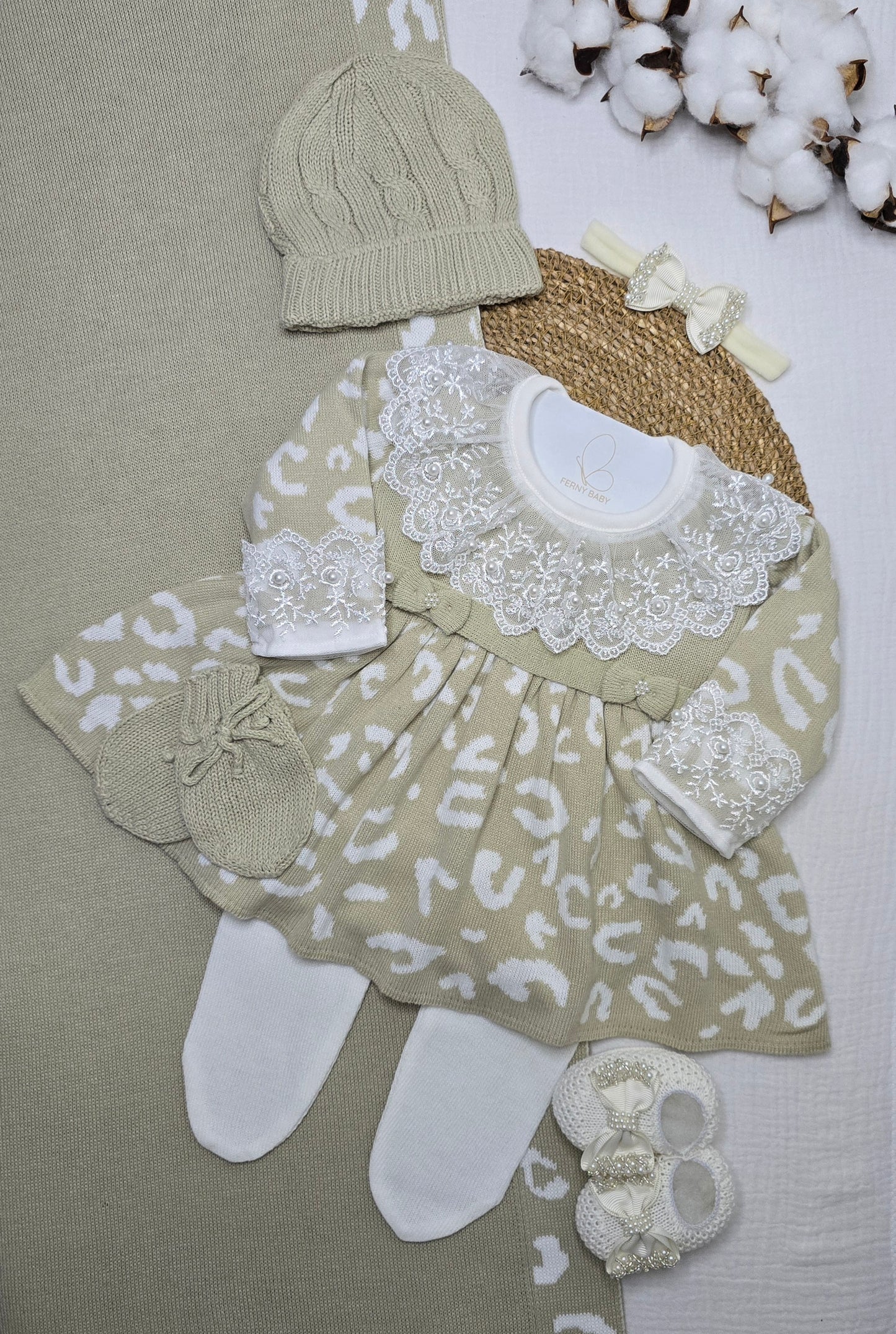 Saída de maternidade Areia/Off White - Recém Nascido